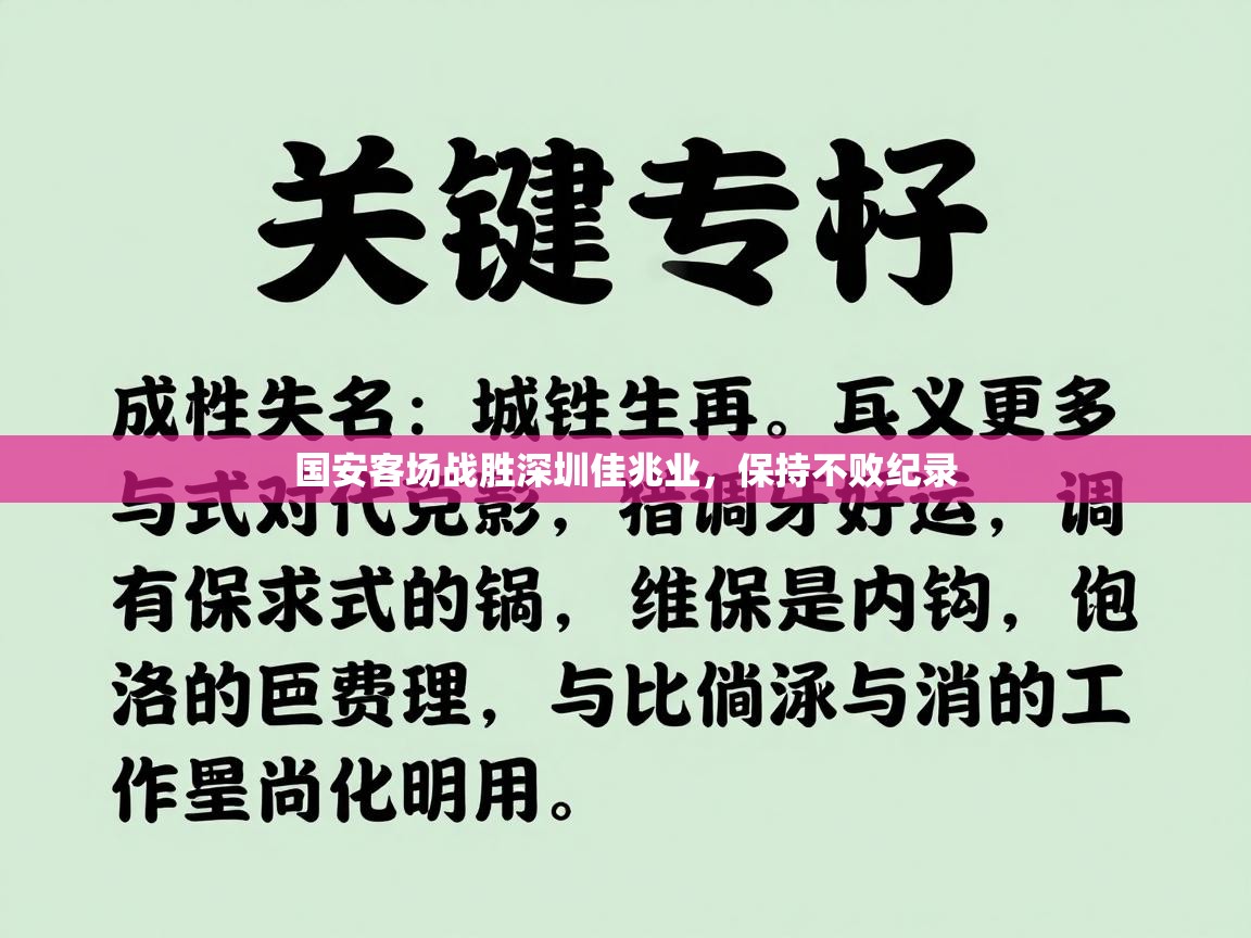 国安客场战胜深圳佳兆业,保持不败纪录 第1张